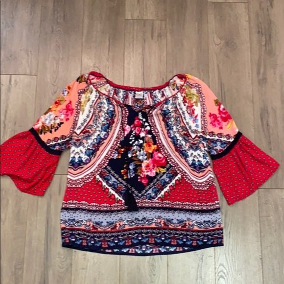 Bila Tops - BILA Women's LYNN Peasant BOHO Style Floral Tunic